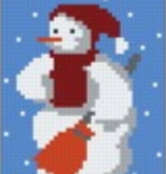 Snowman With Broom One [1] Baseplate PixelHobby Mini-mosaic Art Kit